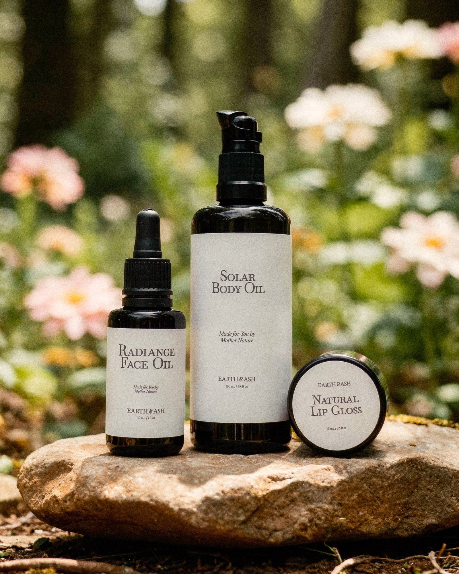 The Essential Trio — three bestselling non-toxic botanical skincare products bundled by Earth & Ash